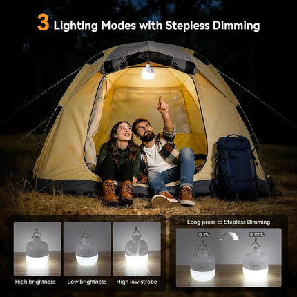 20W LED Camping Lantern Rechargeable, 1200LM Camping Light , 3000Mah Portable Tent Light , IP65 Waterproof Flashlight Lanterns for Emergencies ,Power Outages,Hurricane (White)