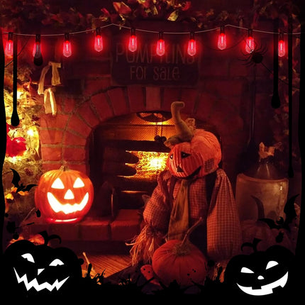 10Ft Halloween LED String Light with Red Blood Tear Drops, Halloween Decorations Lights with 10 ST40 LED Bulbs, Outdoor Spooky Lights for Patio, Balcony, Party Decoration, Black