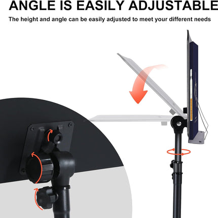 Sheet Music Stand,5 in 1 Dual-Use Folding Sheet Music Stand & Desktop Book Stand with Portable Carrying Bag & Music Sheet Clip Holder & Sheet Music Book(Black) (AS-M55)