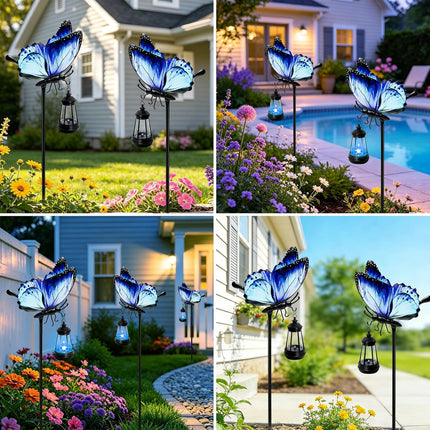 Solar Lights Outdoor 32.7In Metal Butterfly Garden Stakes with Solar Lights