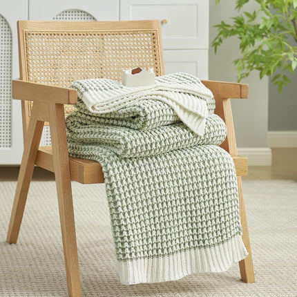 Chenille Knit Throw Blanket for Bed, Sage Green, 60"X80"