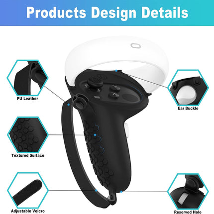 Controller Grip for Oculus Quest 2 Accessories Grips Cover for VR Touch Controllers Covers Protector with Non-Slip Thumb Grips 1Pair Black