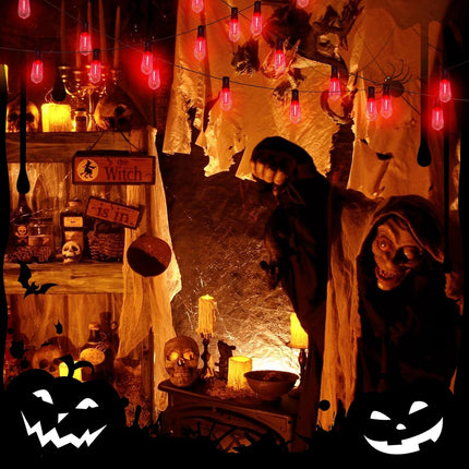 10Ft Halloween LED String Light with Red Blood Tear Drops, Halloween Decorations Lights with 10 ST40 LED Bulbs, Outdoor Spooky Lights for Patio, Balcony, Party Decoration, Black
