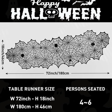 Table Runner for Halloween,18"X72" Lace Spider Web Table Decor