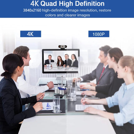 4K Webcam, Auto-Zoom,With Remote Control,Privacy Cover, White Balance, Webcam with Microphone, Plug & Play, 4K Web Camera for Pc/Laptop/Desktop, Video Calling,Conferencing