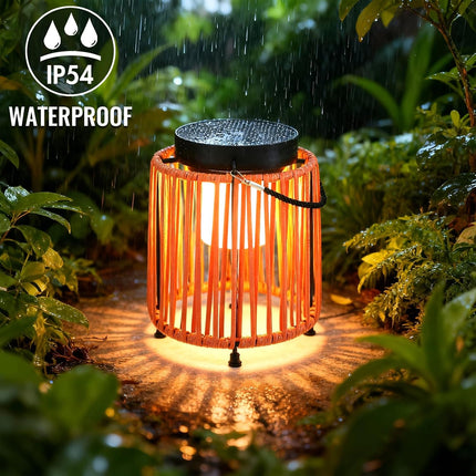 Outdoor Solar Lantern for Patio Waterproof, Rechargeable Table Lamp