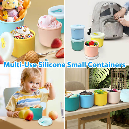 1-Cup Silicone Food Storage Containers with Lids, 4 Pack 8.5 Oz Reusable Snack Fruits Containers Cups Leak Proof Soup Freezer Molds Small Lunch Box BPA Free for Kids Baby Daycare School Travel Baby