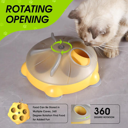 Interactive Cat Toy, Cat Slow Feeder with a 360-Degree Rotating Design,Non-Slip Base Cats Puzzle Feeder Enrichment Toys for Indoor Cats
