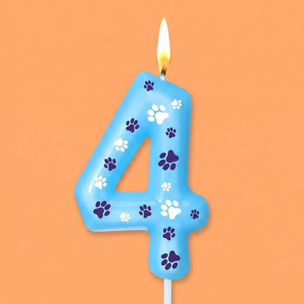 Blue Dog Paw Birthday Number Candles