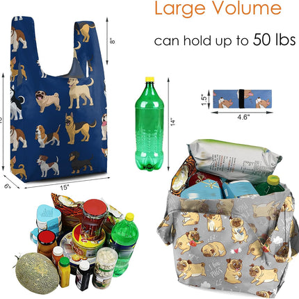 Animal Reusable Grocery Tote Bags 12 Pack, Heavy Duty Large Capacity Reusable Shopping Bags, Sturdy Machine Washable Foldable Bag for Travel Beach Storage Holiday Gift Bag with Handles​