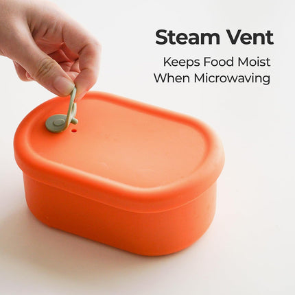 Korean Silicone Food Container, Steam Vent, 22 Floz 4-Piece Set