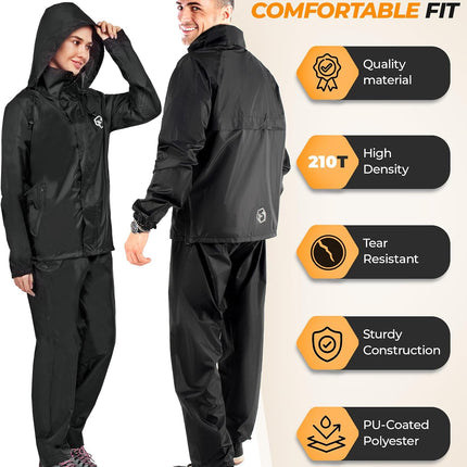 Waterproof Rain Suit – Durable Breathable Lightweight Rainwear for Men & Women Perfect for Motorcycle Golf Fishing
