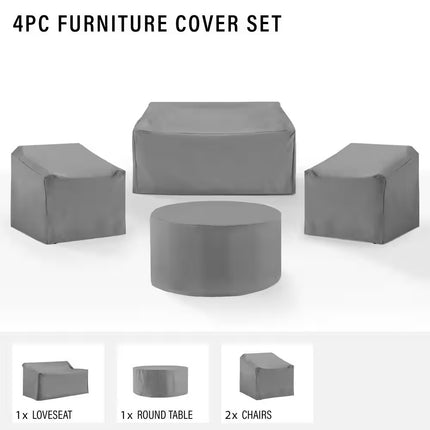 4-Pieces Gray Outdoor Furniture Cover Set
