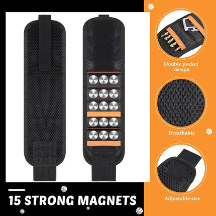 12 Pcs Magnetic Wristband Retractable Magnetic Pickup Tool
