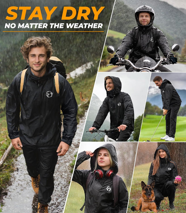 Waterproof Rain Suit – Durable Breathable Lightweight Rainwear for Men & Women Perfect for Motorcycle Golf Fishing