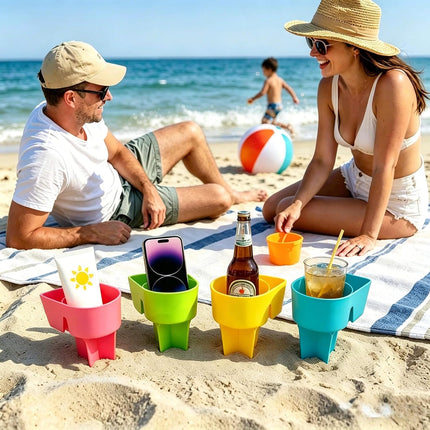 Beach Cup Holder, Keep Drinks Stable and Out of Sand, 4 Pack