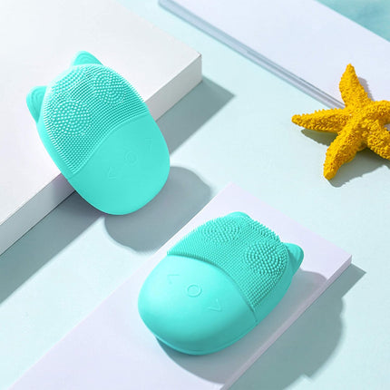 Vibelle Facial Cleansing Brush, Soft Facial Waterproof Exfoliator Cleanser With16 Pack Reusable Makeup Cleanser Pads- Face Scrubber with Travel Makeup Bag (Green)