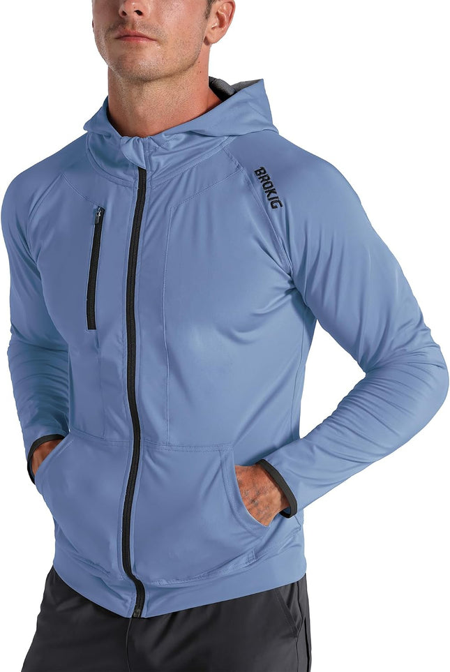Mens Windbreak Running Jacket Zip up Hoodie