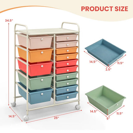 Hoffman 15 Drawer Storage Drawer with Locking Wheels
