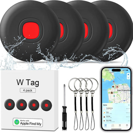 Air Tracker Air 4 Pack Tag Tracker Tag,Ip68 Waterproof Smart Tag Locator Keys Finder and Item Locator,Bluetooth Tracker Item Finders with Find My(Ios Only) Track Your Keys,Wallet (Black)
