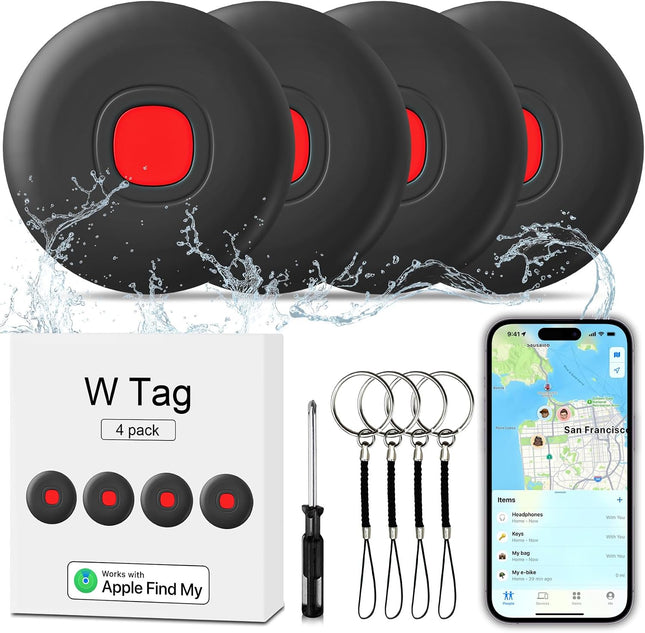 Air Tracker Air 4 Pack Tag Tracker Tag,Ip68 Waterproof Smart Tag Locator Keys Finder and Item Locator,Bluetooth Tracker Item Finders with Find My(Ios Only) Track Your Keys,Wallet (Black)
