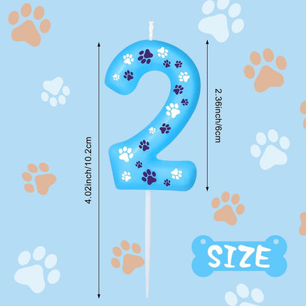 Blue Dog Paw Birthday Number Candles