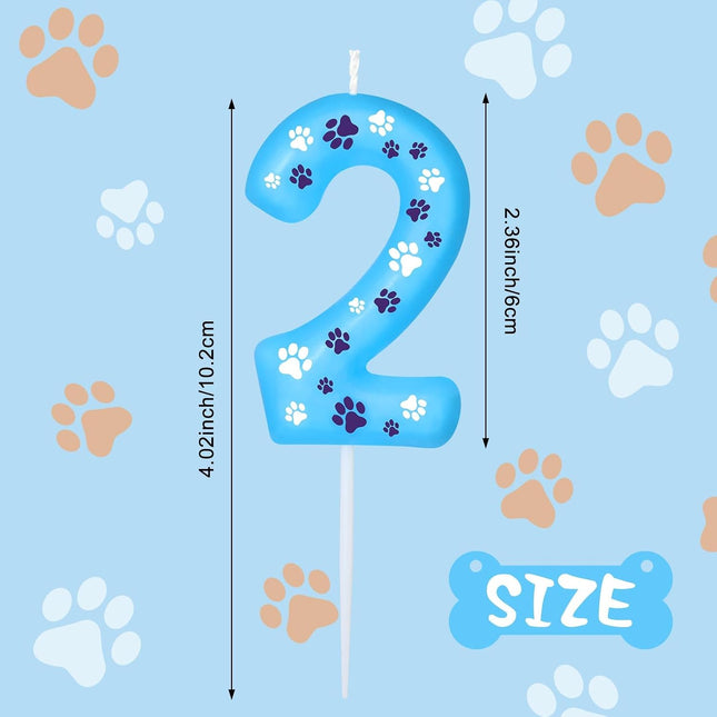 Blue Dog Paw Birthday Number Candles