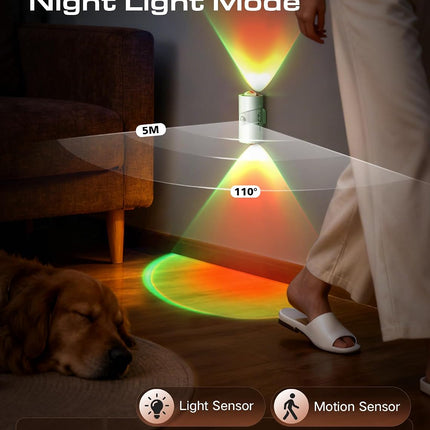 Rechargeable RGB Motion Sensor Night Light, Color Changing LED Wall Lamp with Stick-On Magnet, 4-Level Adjustable Brightness, Nightlights for Bedroom, Bathroom, Hallway, Stairs, Closet, 2-Pack