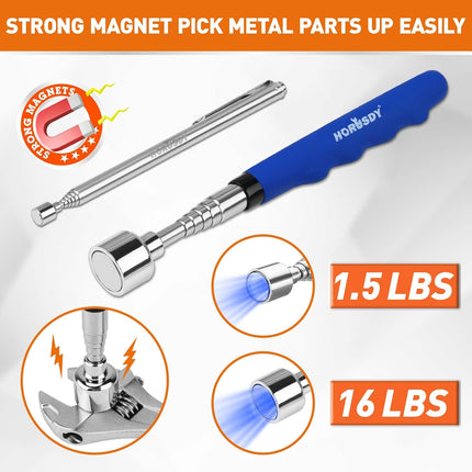 4PCS Telescoping Magnetic Pick up Tool Kit, Magnetic Sweepers Set with 360° Inspection Mirror, 2 Telescoping Magnetic Pickup Tools (5–25.6/6.9–29.5 In) & 24 in Flexible Claw Grabber