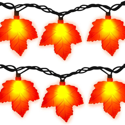 Fall Decor Maples Leaf String Lights, 8.5FT LED Maple Leaf Lights with 10 3D Maple Light, Plug in Fall Decorations for Indoor Outdoor Thanksgiving Christmas Halloween Harvest-Orange