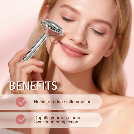 Gua Sha & Face Roller, Stainless Steel Gua Sha Facial Tools, Lymphatic Drainage Massager for Face, Eyes, Chin & Jawline Sculpting, Body Gua Sha Tools with Pouch