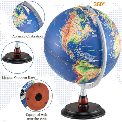 12 Inch Illuminated World Globe Antique Light up Globe Night Lamp