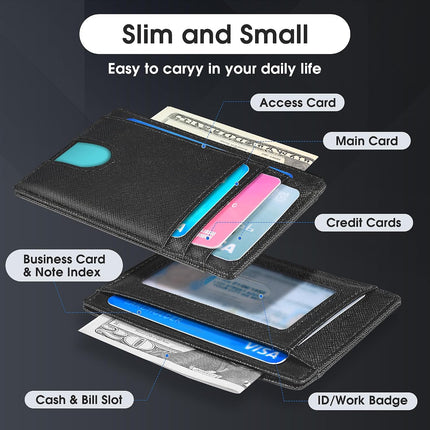 Slim Minimalist Wallet for Men,Front Pocket Wallet RFID Blocking Small Thin Credit Card Holder,Id Card Case Gift for Men Cross Black