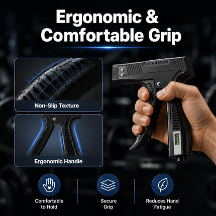 Grip Strength Trainer with Finger Exerciser, Digital Counter Adjustable Hand Grip Strengthener Trigger-Style Grip Strength Trainer, Index-Finger Squeeze Trainer for Strength Training, Recovery and Muscle Building