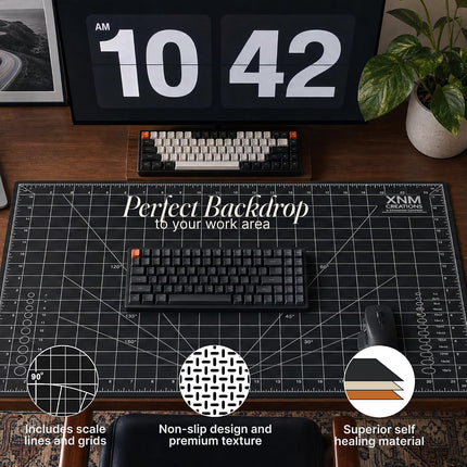 XNM Premium Self Healing Cutting Mat - 24 Inches by 36 Inches - A1, 3 Layer Quality PVC Construction - Dual Sided, Imperial and Metric Grid Lines - Perfect for Cutting, Sewing, and Crafts