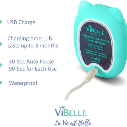 Vibelle Facial Cleansing Brush, Soft Facial Waterproof Exfoliator Cleanser With16 Pack Reusable Makeup Cleanser Pads- Face Scrubber with Travel Makeup Bag (Green)