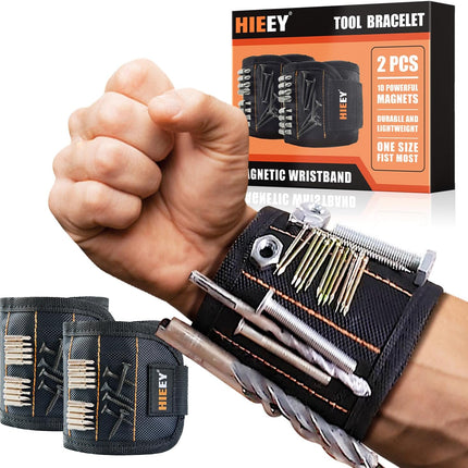 2 Pieces Magnetic Wristband for Holding Screws, Gifts for Men, Tool Belt Magnetic Wristband for Holding Screws, Cool Gadgets Gifts for Him Men Women Husband (Gift Box)