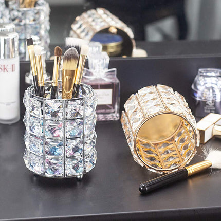 Makeup Brush Holder Organizer Cosmetic Brushes Storage Eyeliners Eyebrow Pencil Container Cup (Silver)