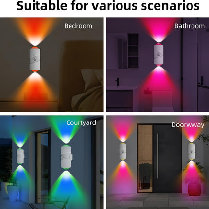 Rechargeable RGB Motion Sensor Night Light, Color Changing LED Wall Lamp with Stick-On Magnet, 4-Level Adjustable Brightness, Nightlights for Bedroom, Bathroom, Hallway, Stairs, Closet, 2-Pack