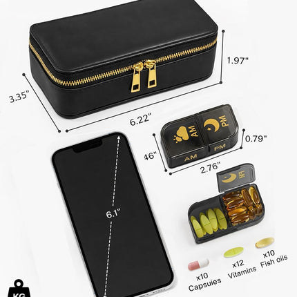 Weekly Pill Organizer 2 Times a Day with Bag, 7-Day AM PM Travel Pill Box