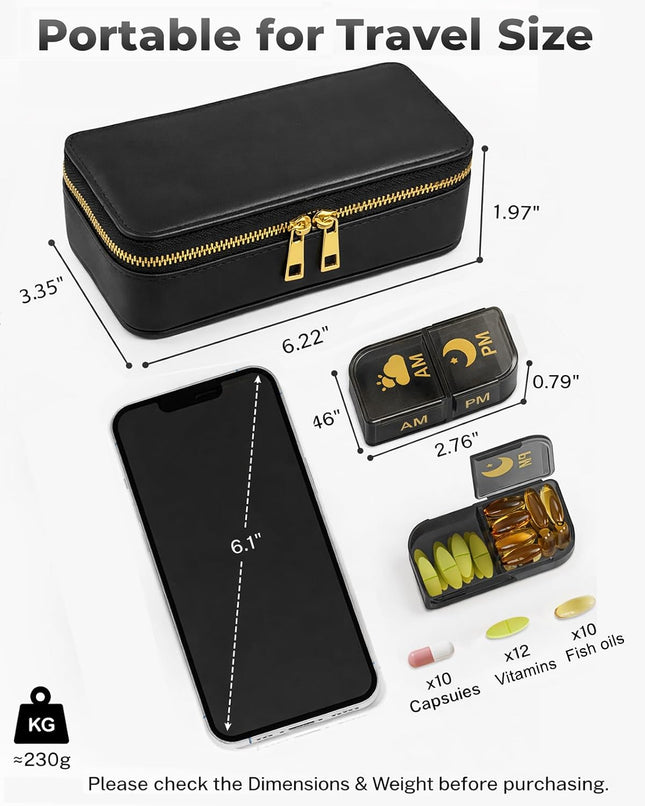 Weekly Pill Organizer 2 Times a Day with Bag, 7-Day AM PM Travel Pill Box