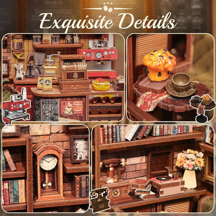 Book Nook Kit, DIY Miniature House Coffee Shop Dollhouse