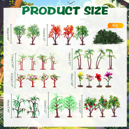 28 Pcs Mixed Model Miniature Trees with Moss, Diorama, Mixed Trees