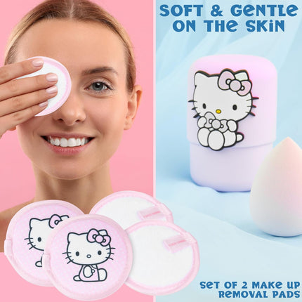 Beauty Accessories Set for Women Teens, Folding Hair Brush with Mirror, Makeup Sponge Holder, Makeup Remover Pads, Kawaii Gifts for Women, Wife, Girlfriend