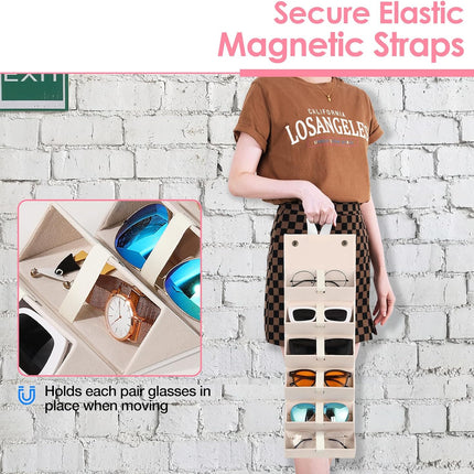 Sunglasses Organizer, Travel Glasses Case Storage Portable Sunglasses Storage Case for Women Men
