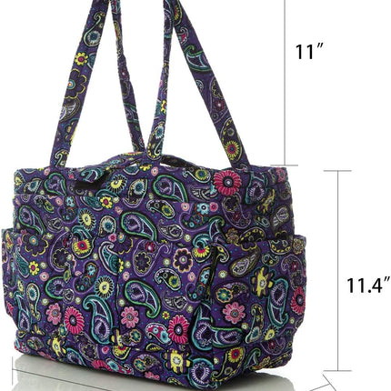 Knitting Quilted Tote Bag W/6 Pockets, Multifunctional Yarn Organizer and Teachers Nurses Crochet Lovers