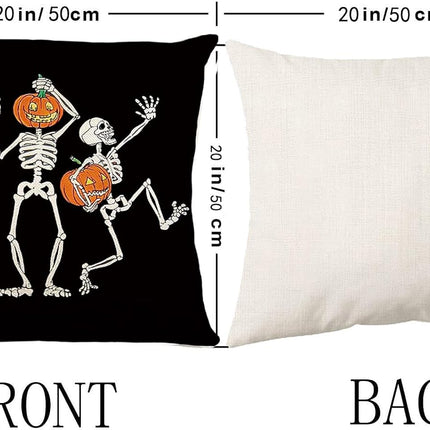 Halloween Pillow Covers 20 X 20 Inch Set of 2 Skeleton Skull Pumpkin Couch Throw Pillow Covers Decorative Pillow Case Cushion Case for Chair Sofa Bedroom Living Room Halloween Home Decor Black