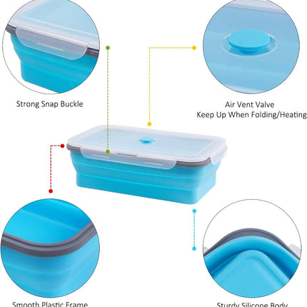 Extra Large Collapsible Food Storage Containers with Lid & Air Vent, 81 Oz, 4 Pack, XXL Collapsible Marinade Container BBQ Prep Foldable Silicone Containers, Microwave Freezer Dishwasher Safe