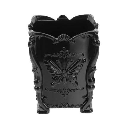 Acrylic Makeup Brush Pot Cosmetic Brush Holder Organizer Butterfly Decor Pencil Pen Container Black