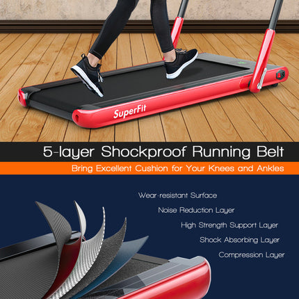 2.25 HP 2-In-1 Folding Walking Pad Treadmill with Remote Control and LED Display